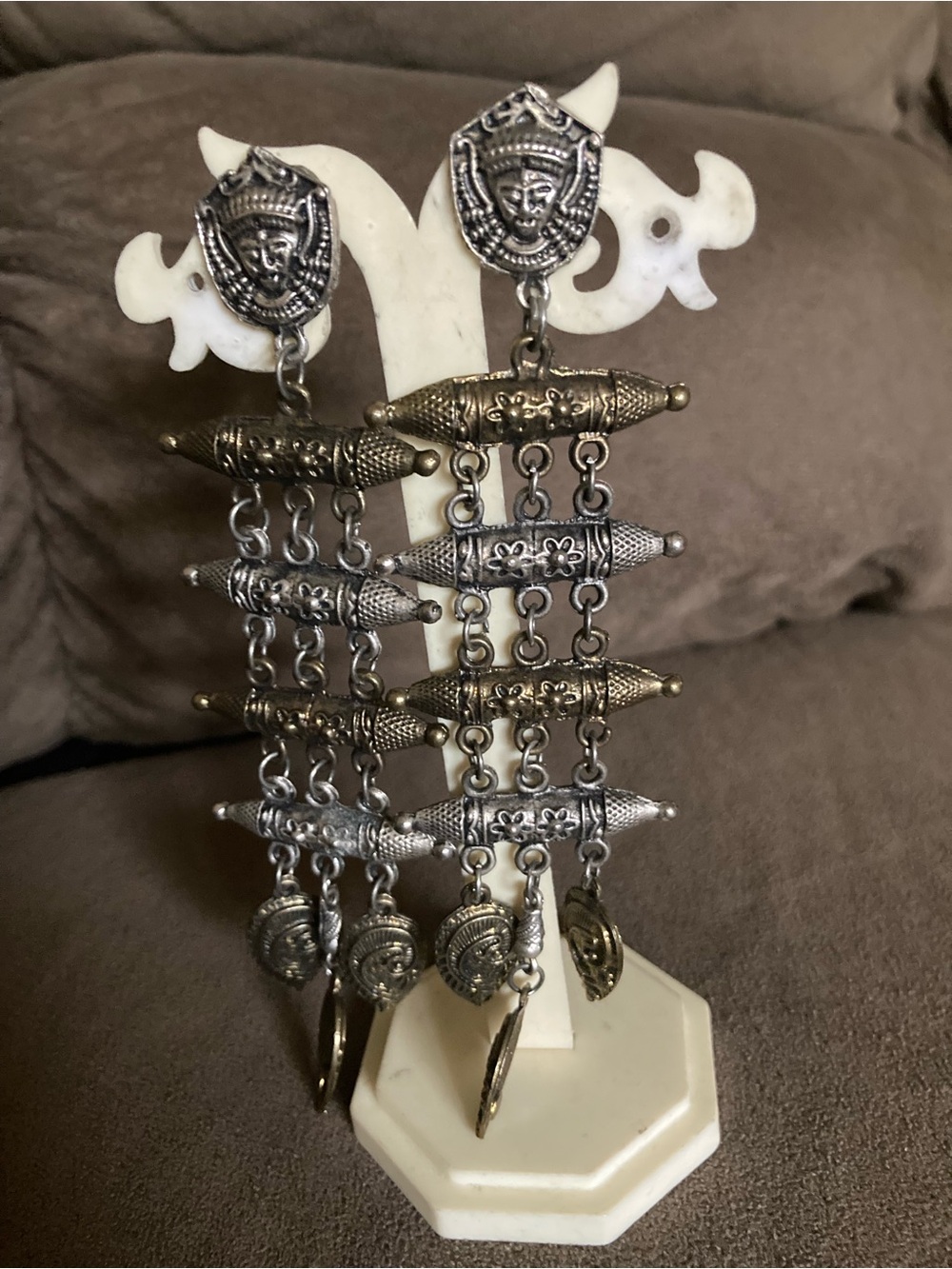 Boho-Style Two-Tone Silver & Gold Dangle Earrings
